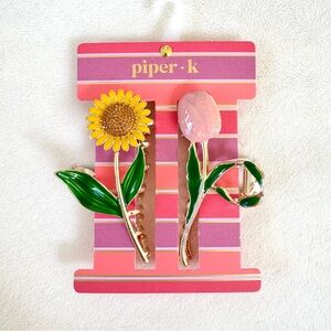 Piper K Sunflower & Tulip Flower Hair Claw Clip Set